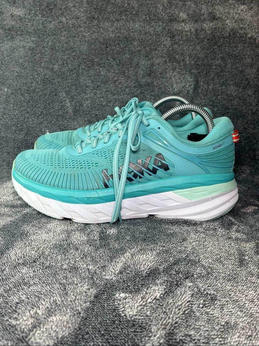Hoka One One W Bondi 7 Womens Size 8 Aqua Blue Running Shoes